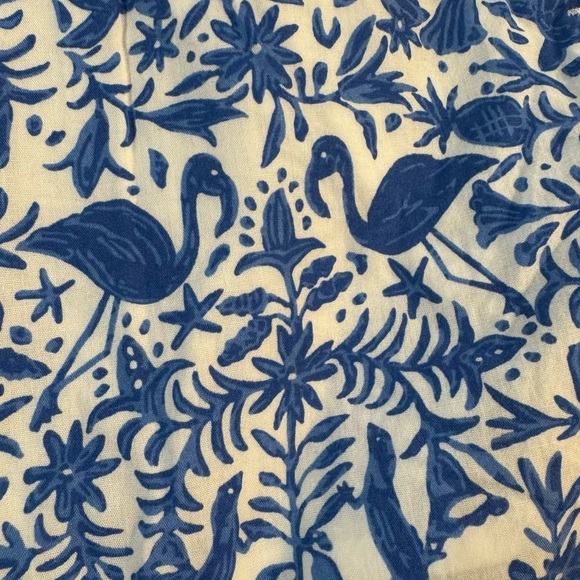 Vineyard Vines Romper Size Small Blue White Tropical Print Flamingos Turtles - Picture 7 of 10